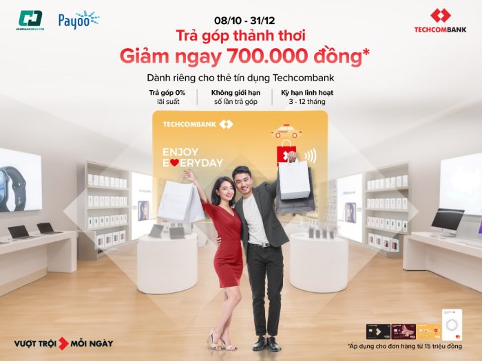 Techcombank ưu đãi kịch trần 700.000đ tại Hoàng Hà Mobile