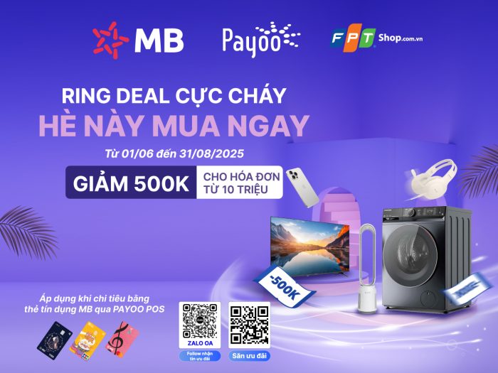 Giảm đến 500.000 đồng cho chủ thẻ tín dụng MB tại FPT Shop