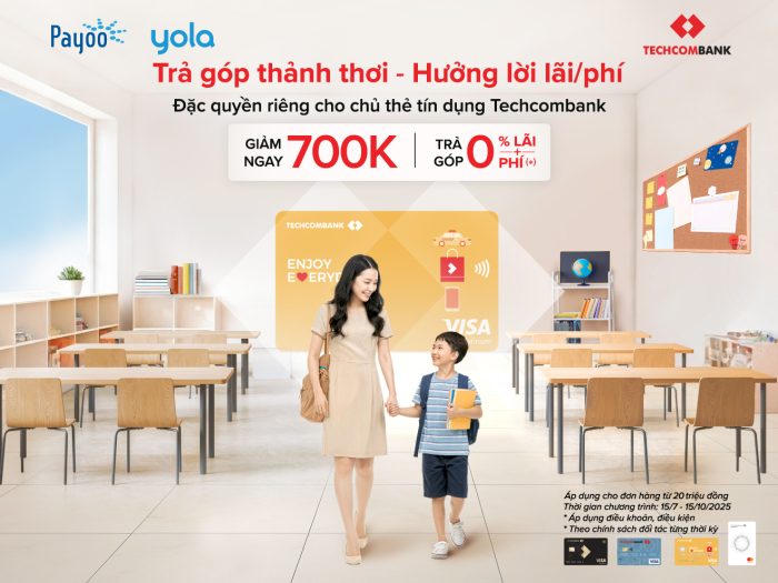 Giảm 700.000 đồng học phí tiếng Anh tại YOLA khi thanh toán bằng thẻ Techcombank
