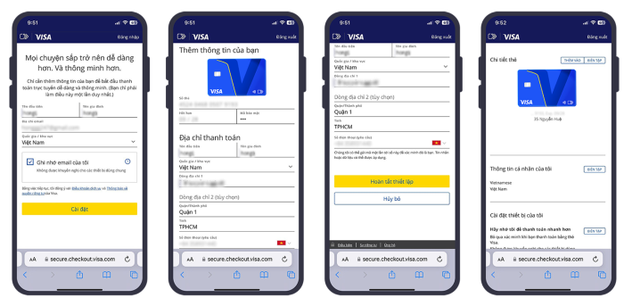 Đăng ký thêm/lưu Thẻ Quốc tế Visa